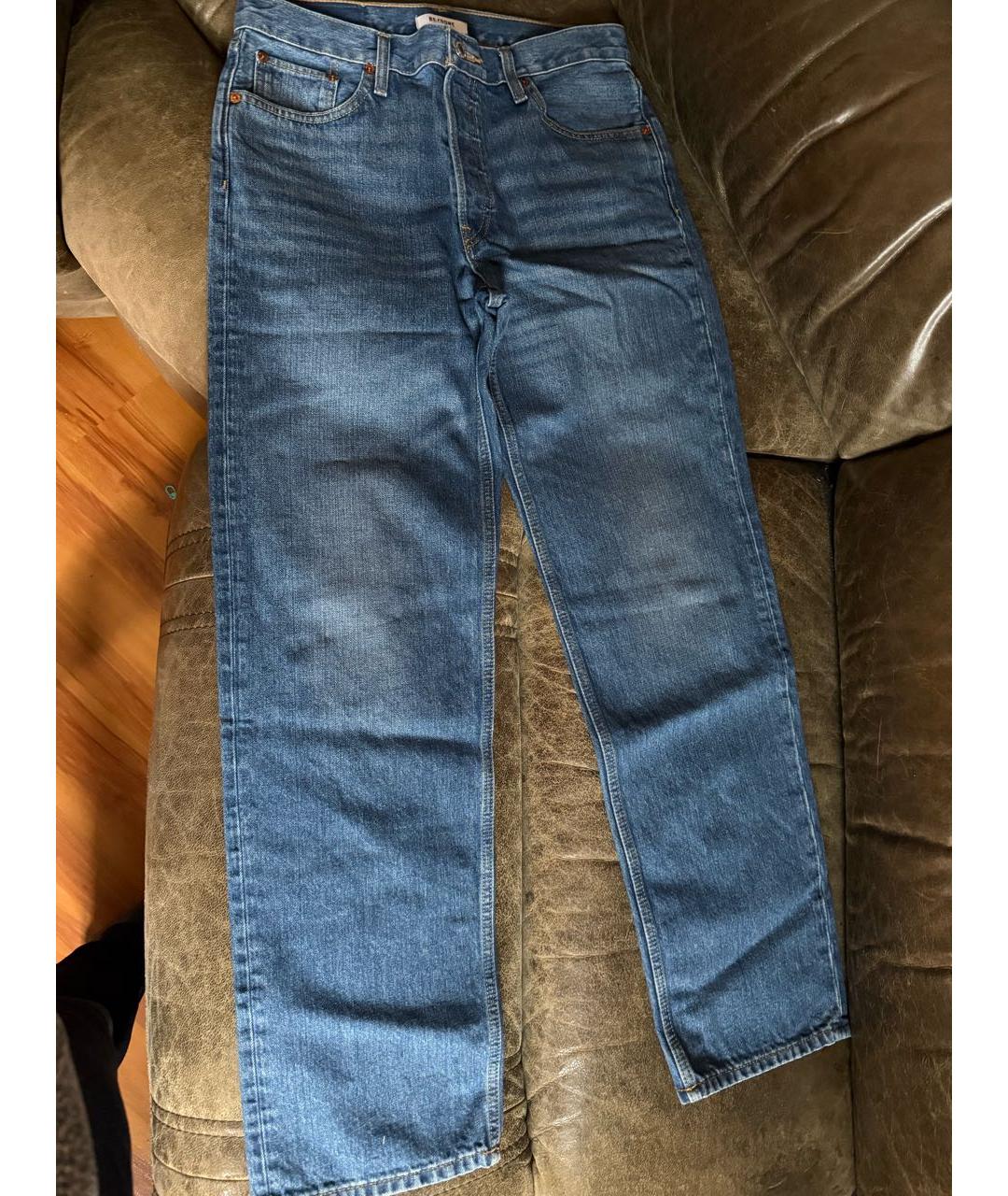 Re done Синие хлопковые прямые джинсы, фото 9