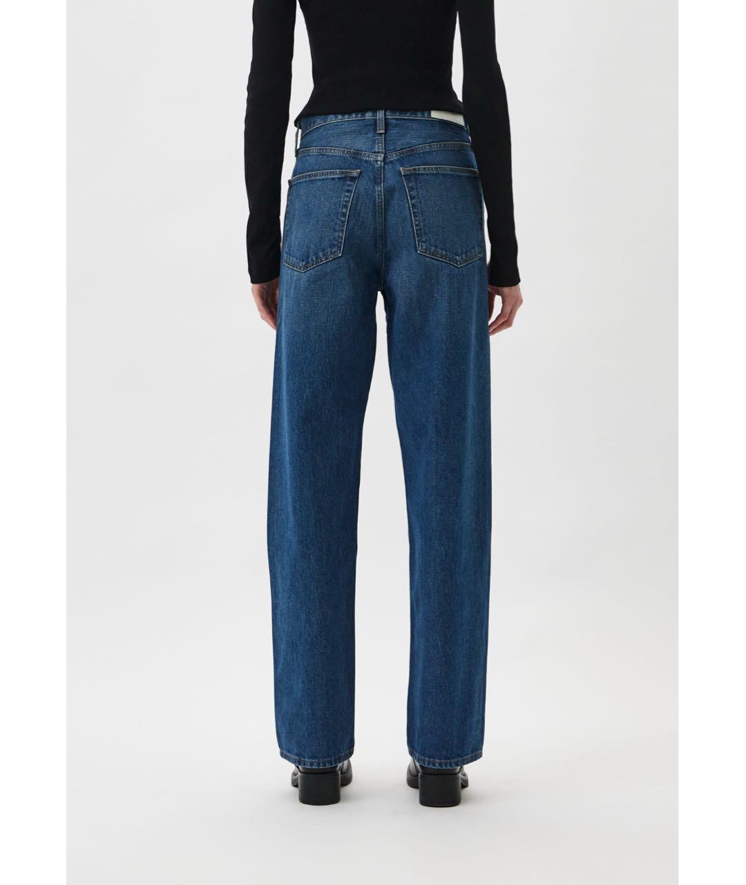 Re done Синие хлопковые прямые джинсы, фото 7