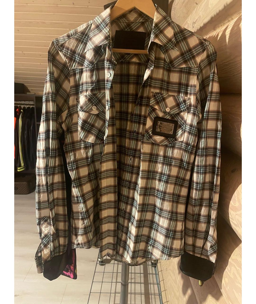 PHILIPP PLEIN Коричневая хлопковая кэжуал рубашка, фото 5