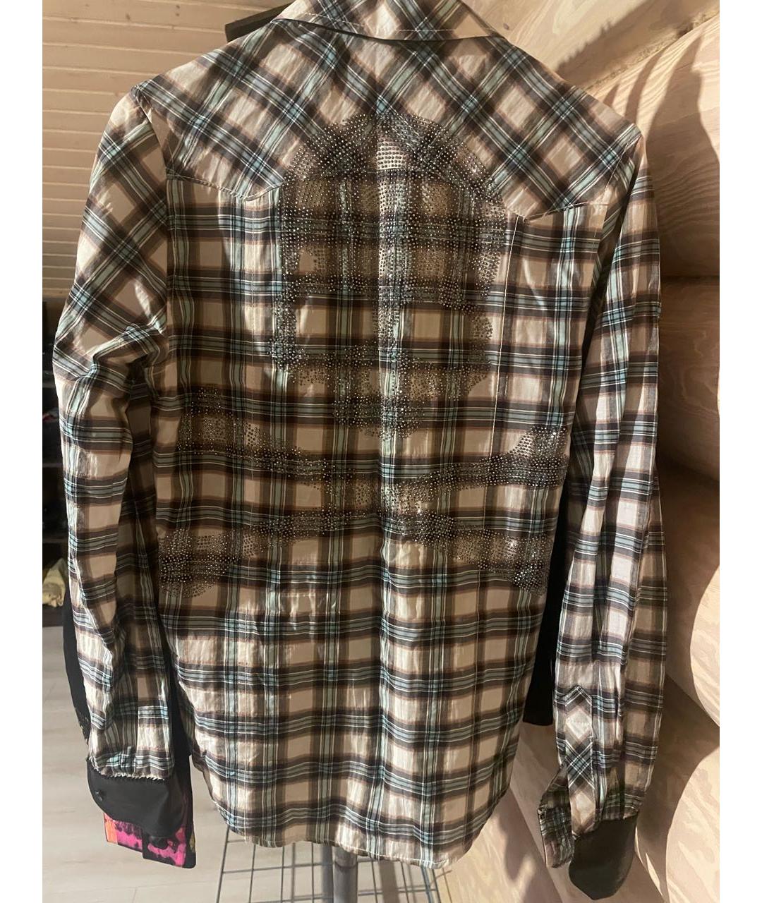 PHILIPP PLEIN Коричневая хлопковая кэжуал рубашка, фото 2