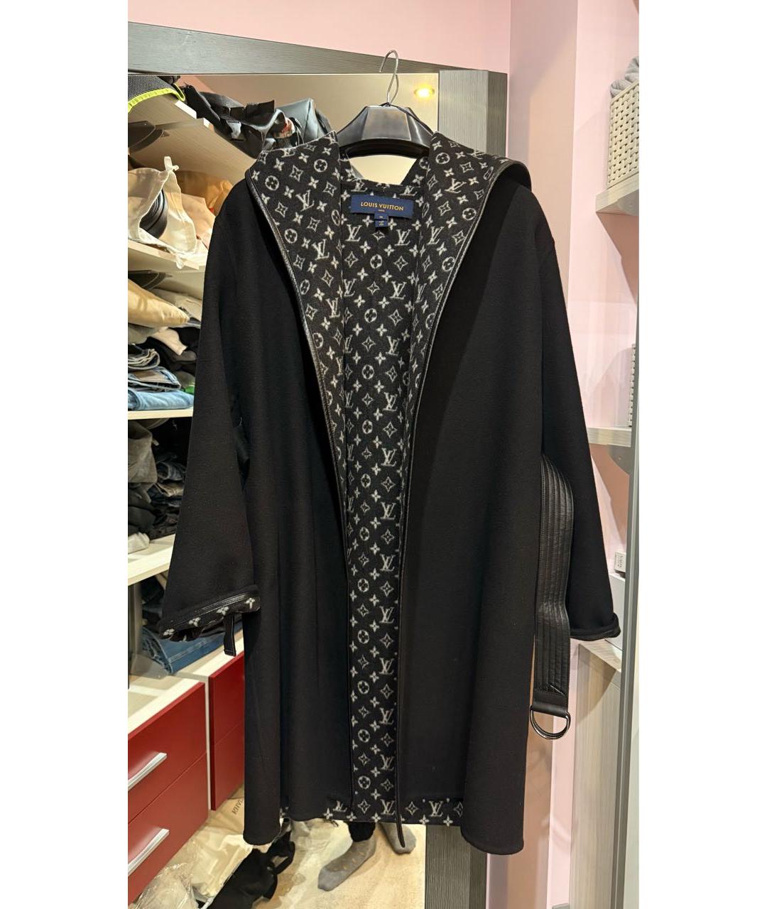 LOUIS VUITTON Черное шерстяное пальто, фото 8
