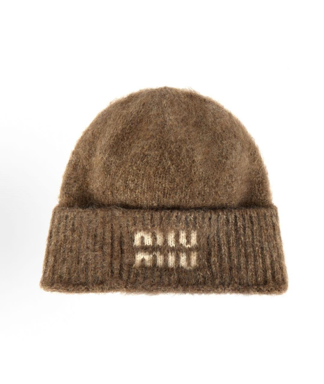 MIU MIU Коричневая шерстяная шапка, фото 5
