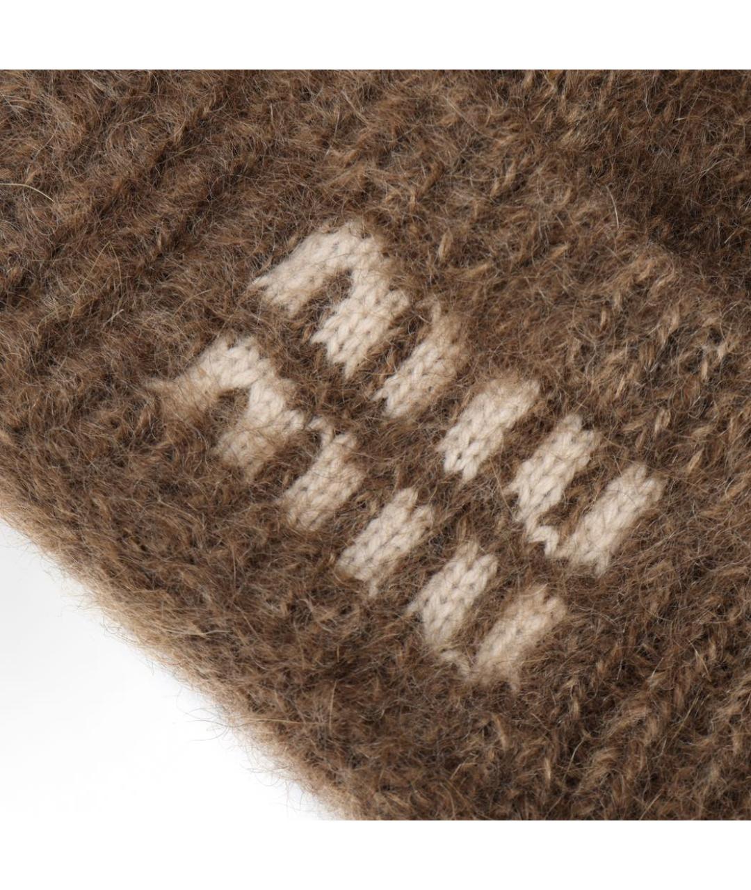 MIU MIU Коричневая шерстяная шапка, фото 4