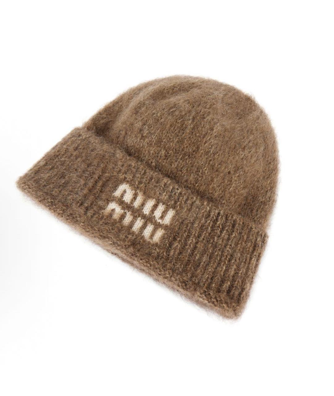 MIU MIU Коричневая шерстяная шапка, фото 2