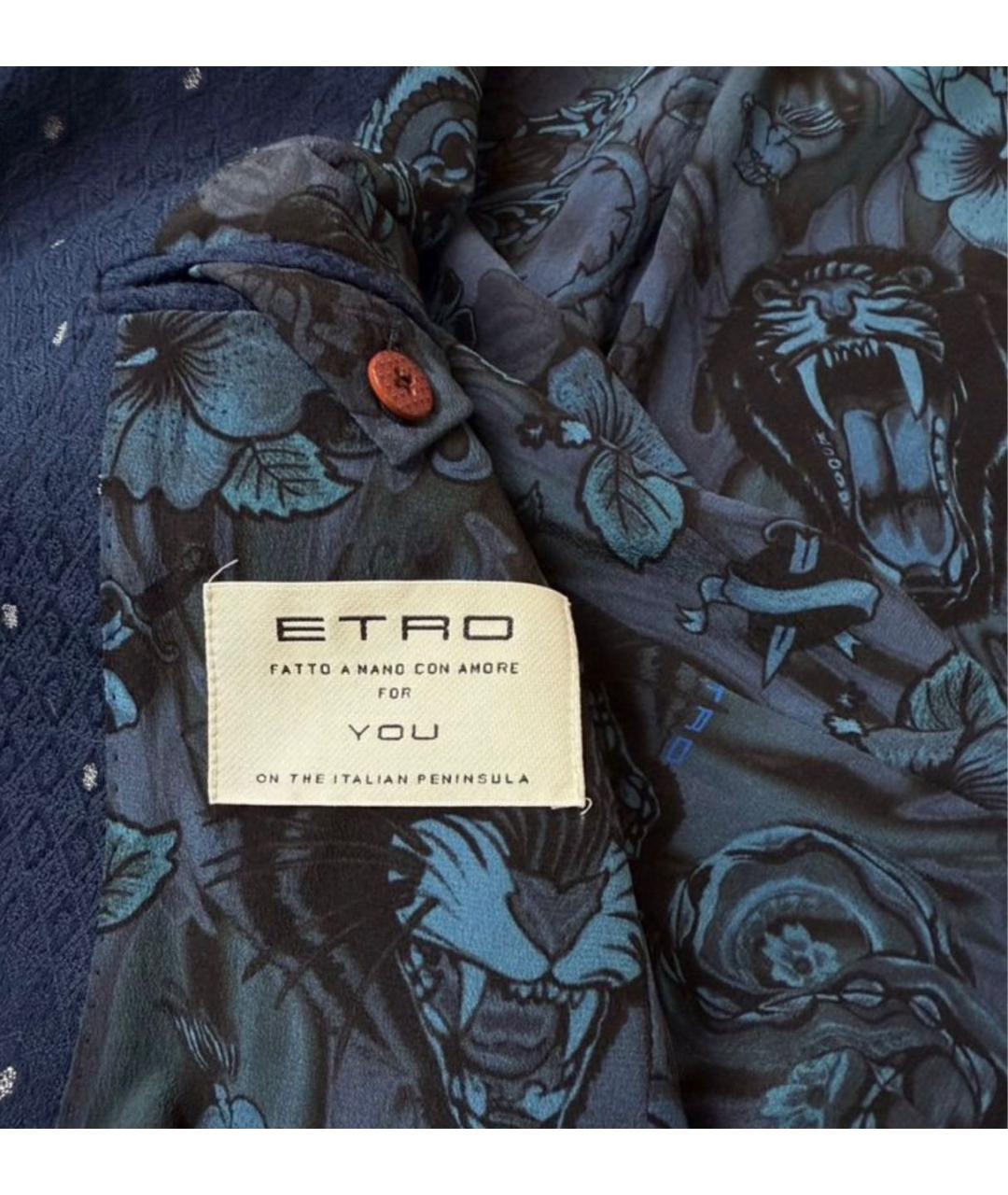 ETRO Синий хлопковый пиджак, фото 7