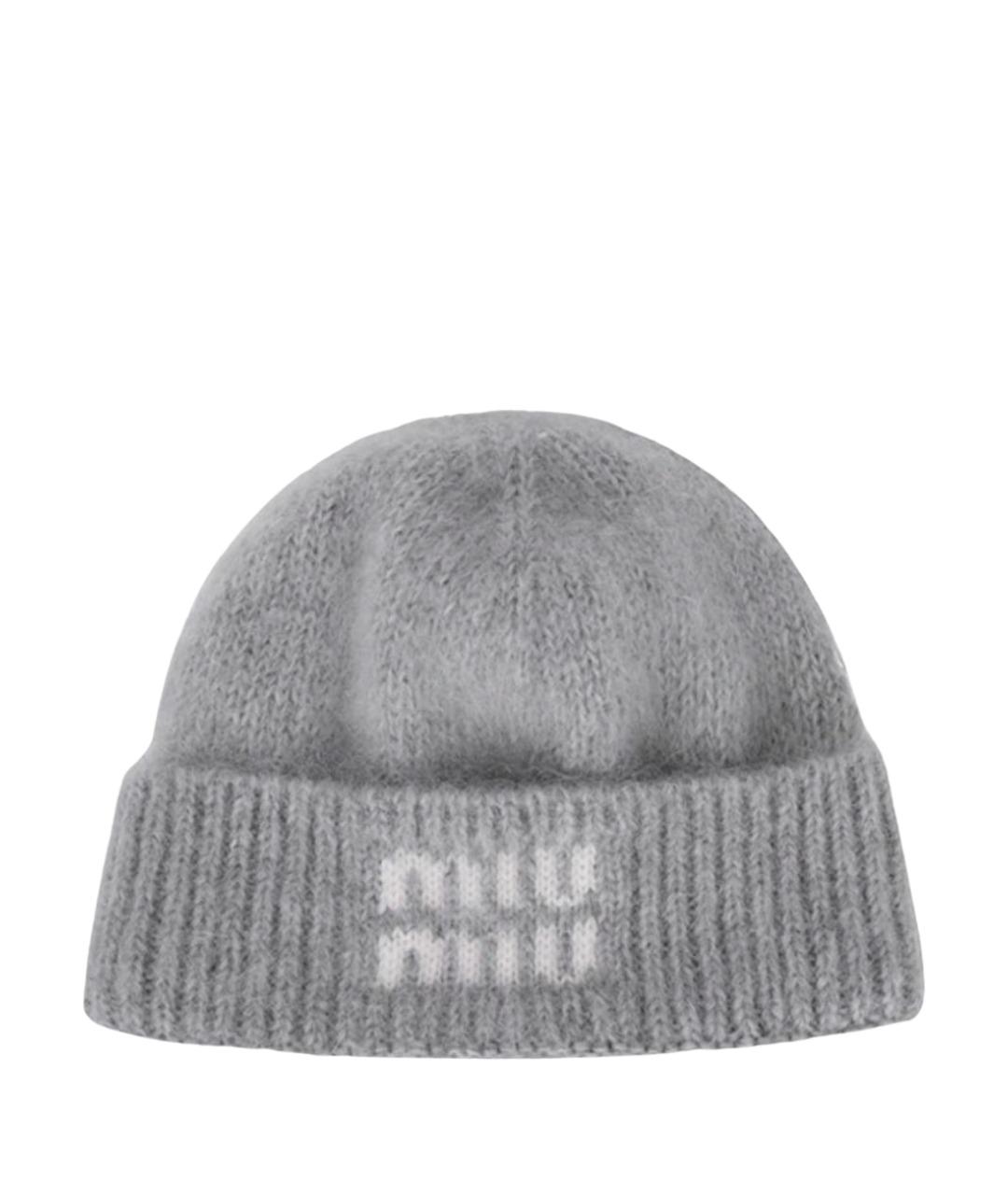 MIU MIU Серая шерстяная шапка, фото 1