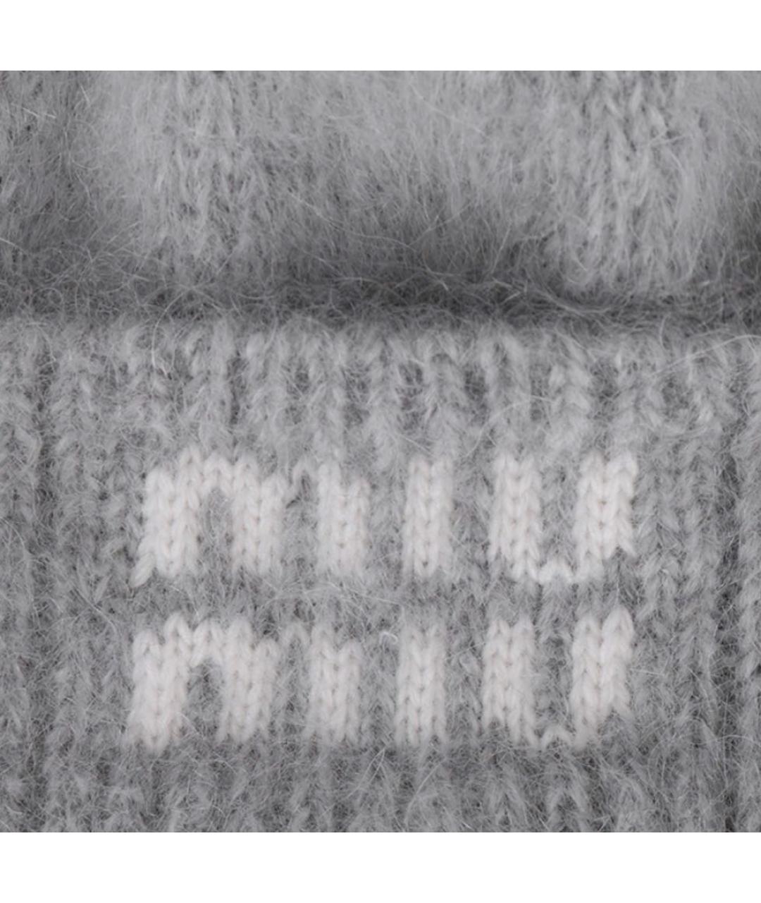 MIU MIU Серая шерстяная шапка, фото 4