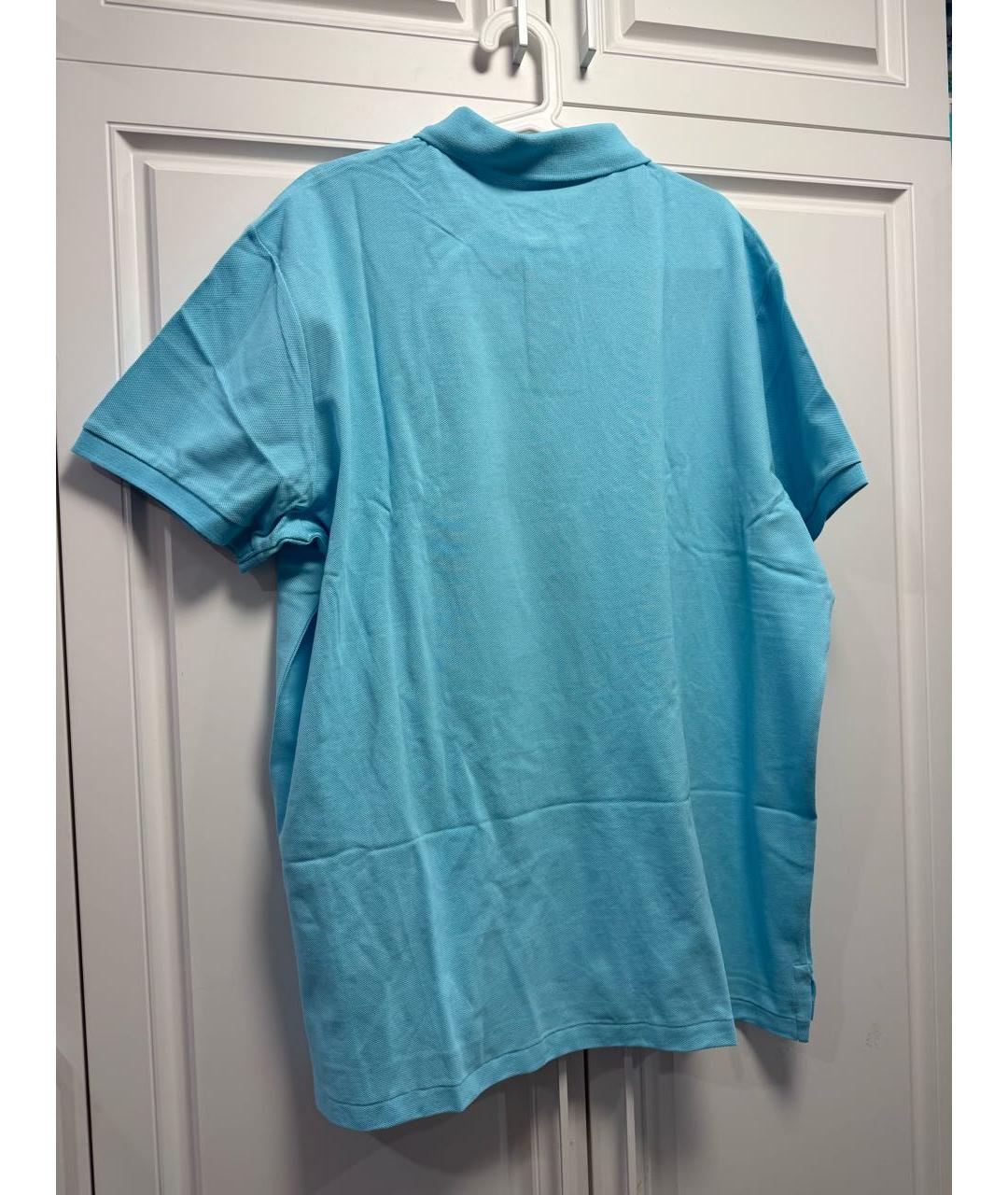 POLO RALPH LAUREN Голубое хлопковое поло с коротким рукавом, фото 2