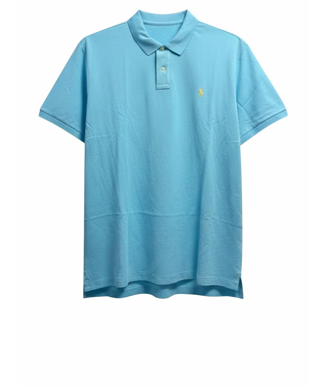 POLO RALPH LAUREN Голубое хлопковое поло с коротким рукавом, фото 1