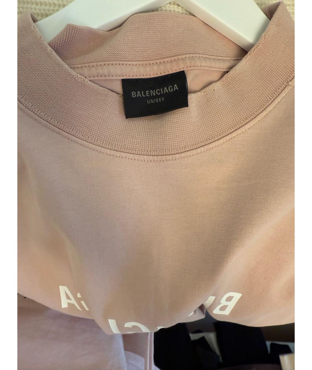 BALENCIAGA Розовая хлопковая футболка, фото 3