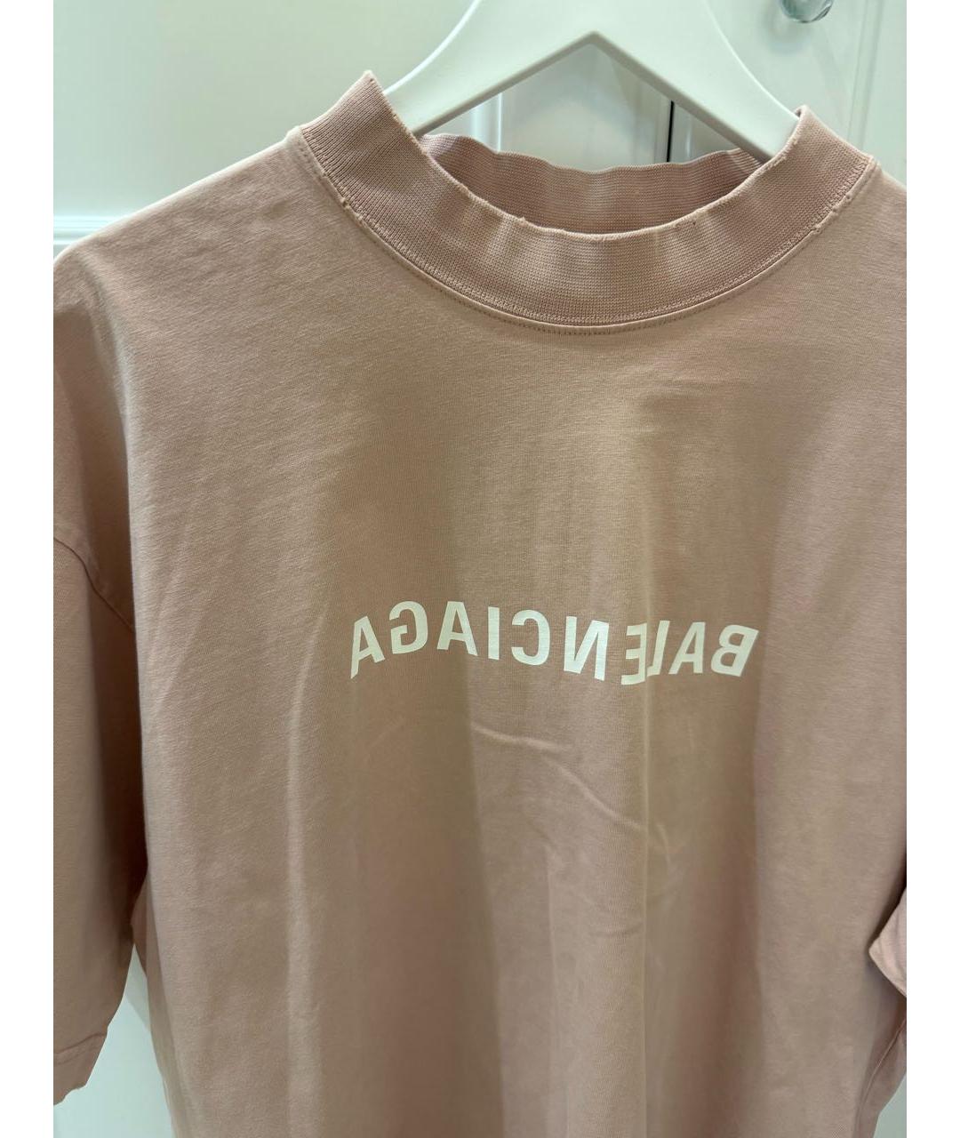 BALENCIAGA Розовая хлопковая футболка, фото 4