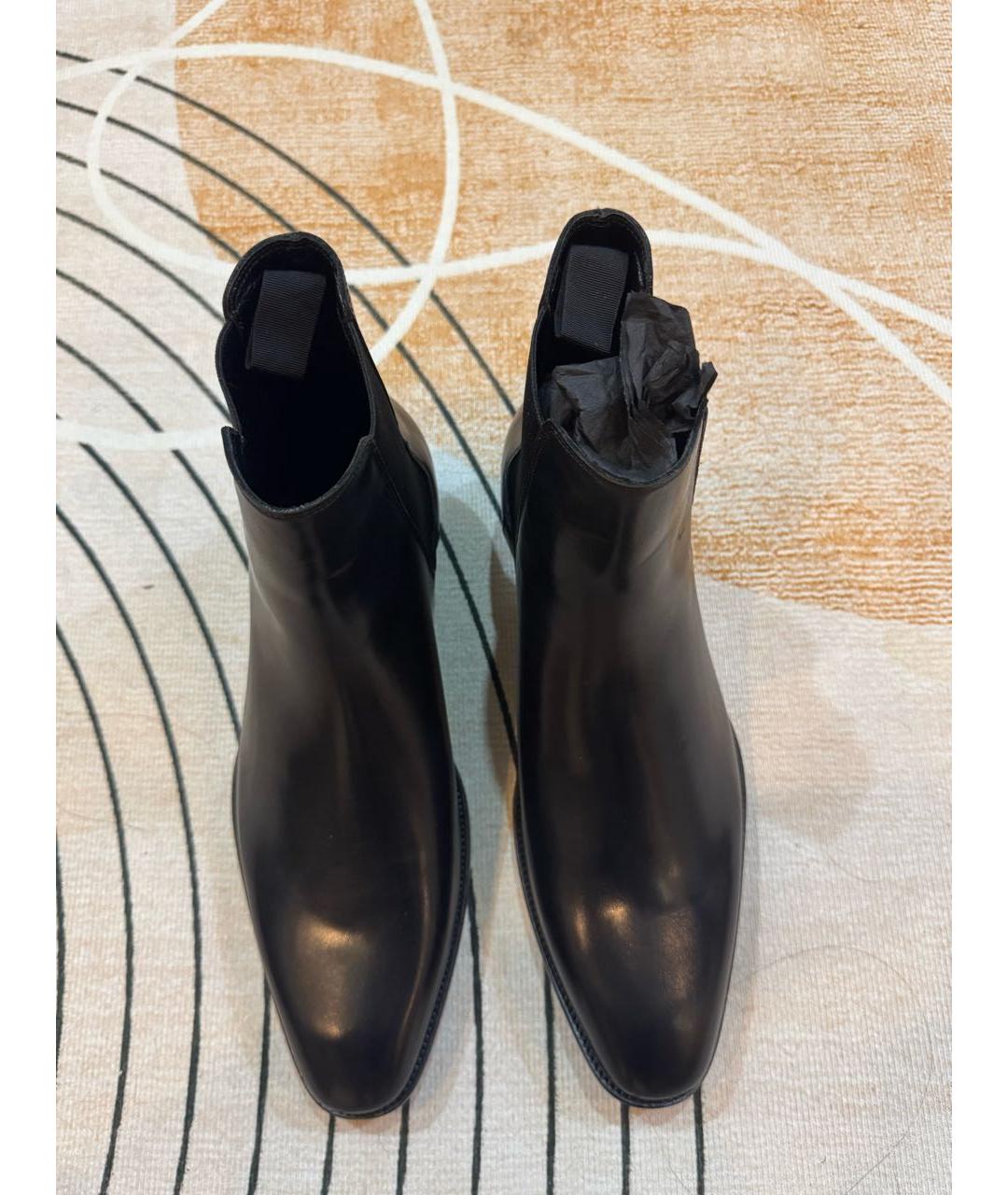 SAINT LAURENT Черные кожаные высокие ботинки, фото 2