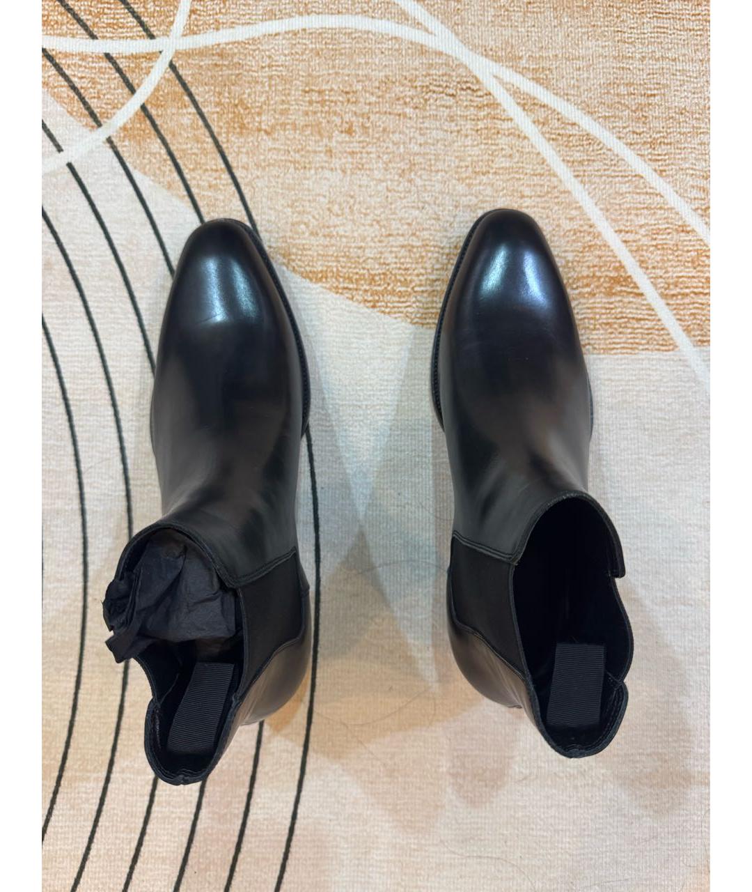 SAINT LAURENT Черные кожаные высокие ботинки, фото 3
