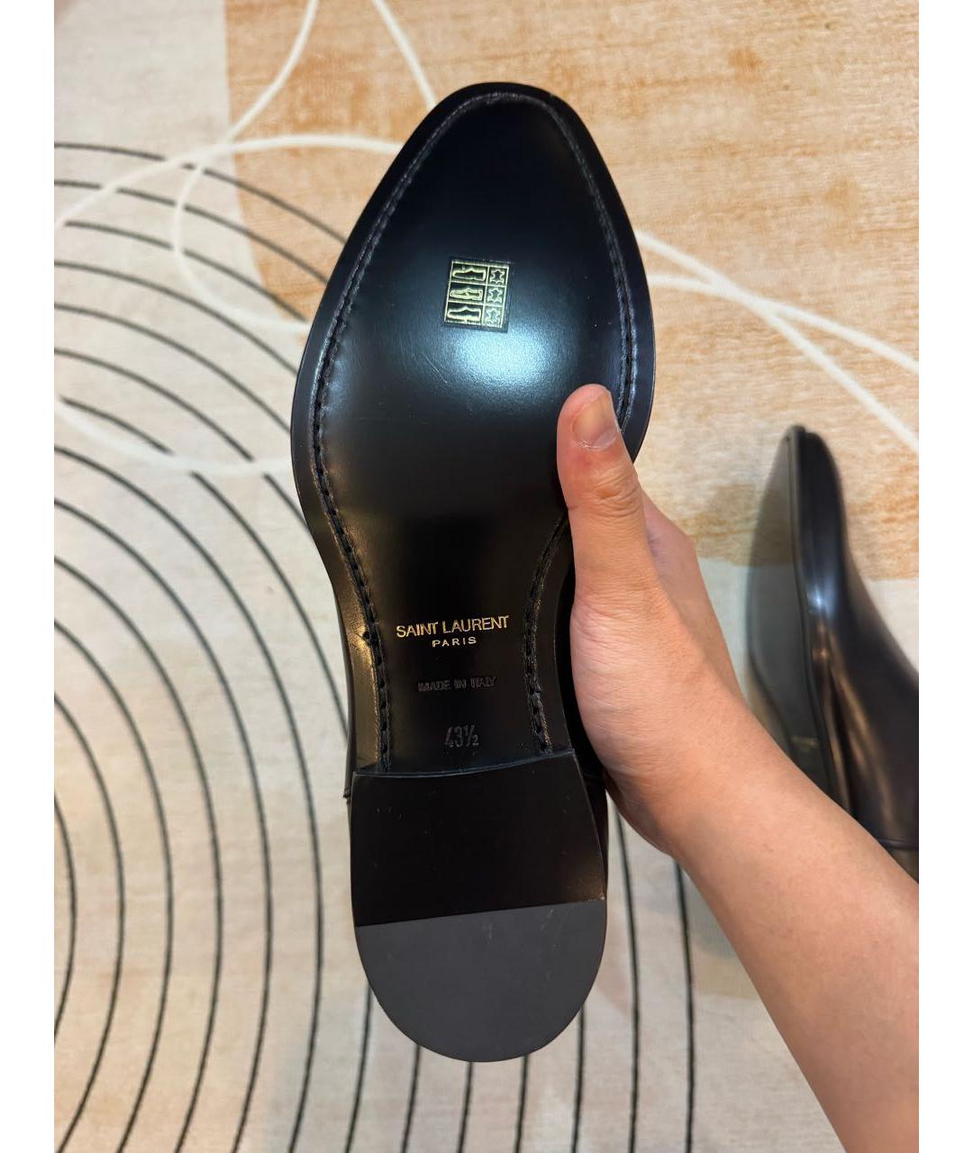 SAINT LAURENT Черные кожаные высокие ботинки, фото 5