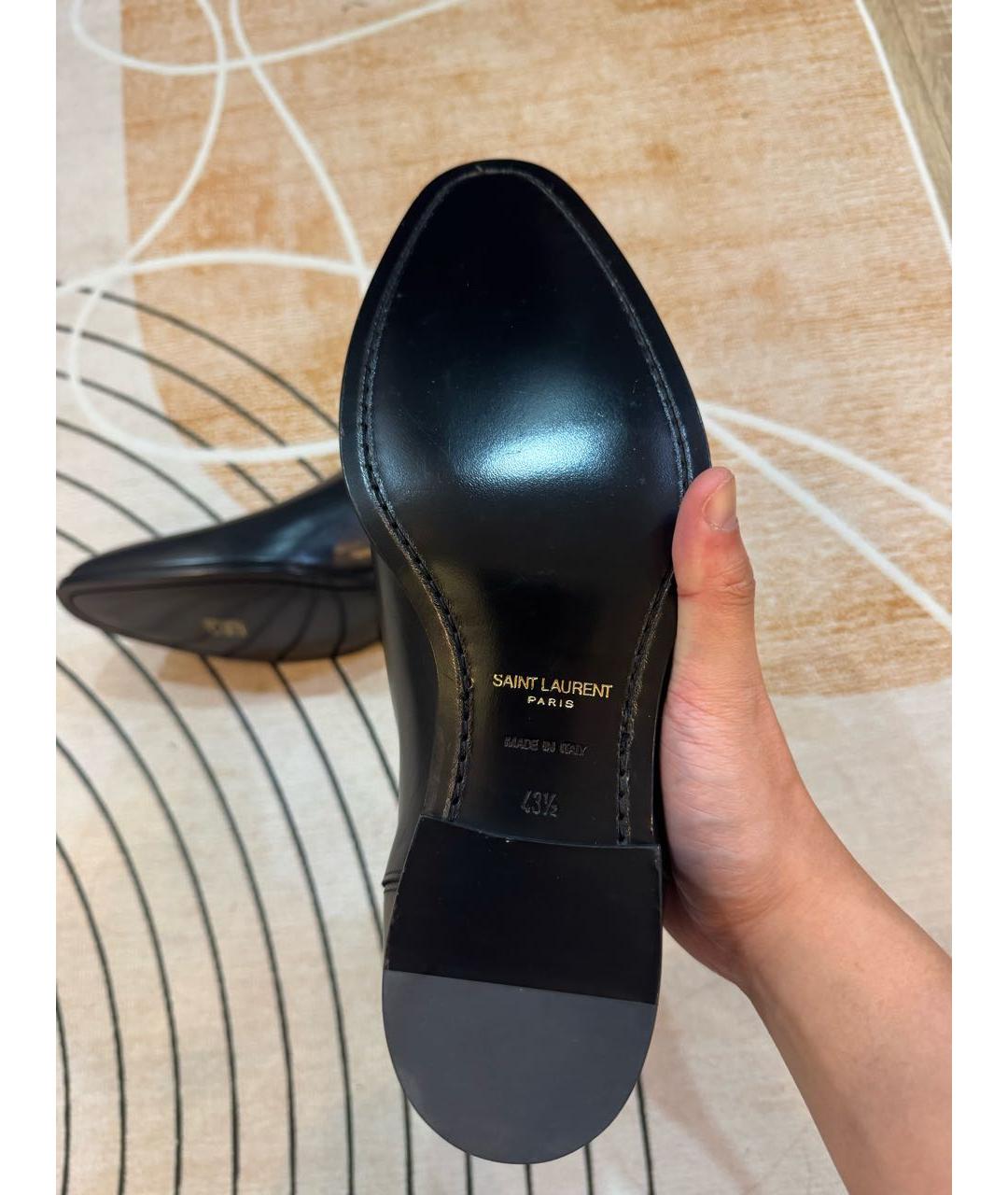 SAINT LAURENT Черные кожаные высокие ботинки, фото 6