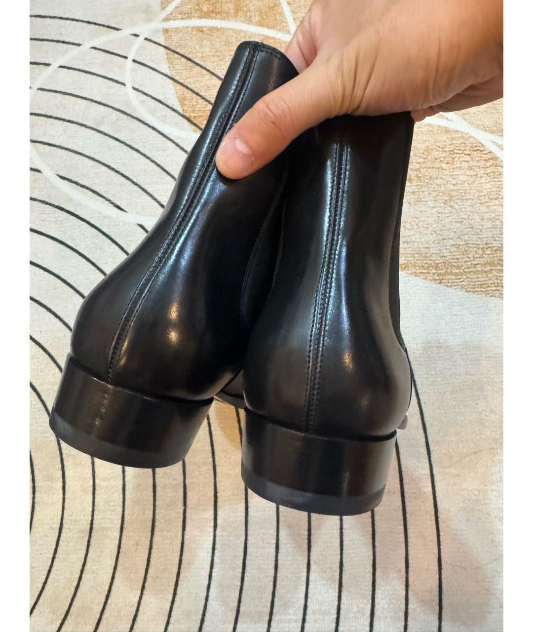 SAINT LAURENT Черные кожаные высокие ботинки, фото 4