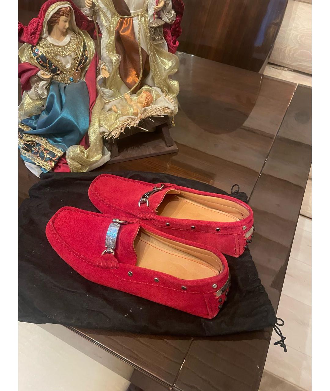 PHILIPP PLEIN Красные замшевые мокасины, фото 5