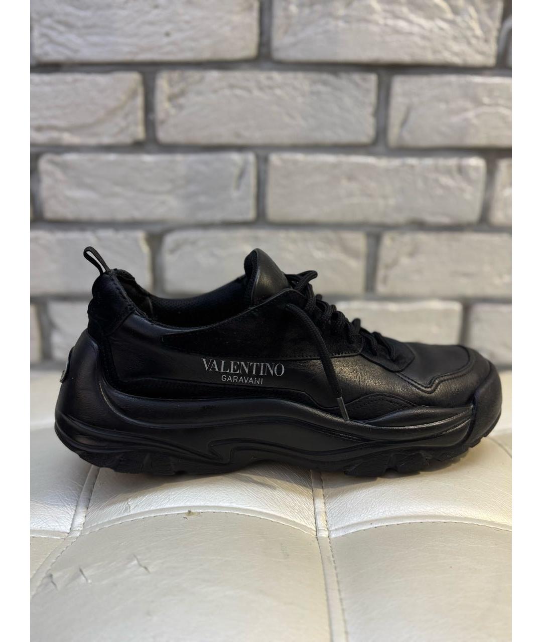 VALENTINO Черные кожаные низкие кроссовки / кеды, фото 8