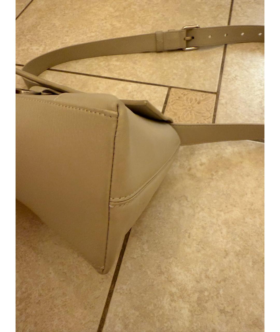 BALENCIAGA Бежевая кожаная сумка через плечо, фото 6