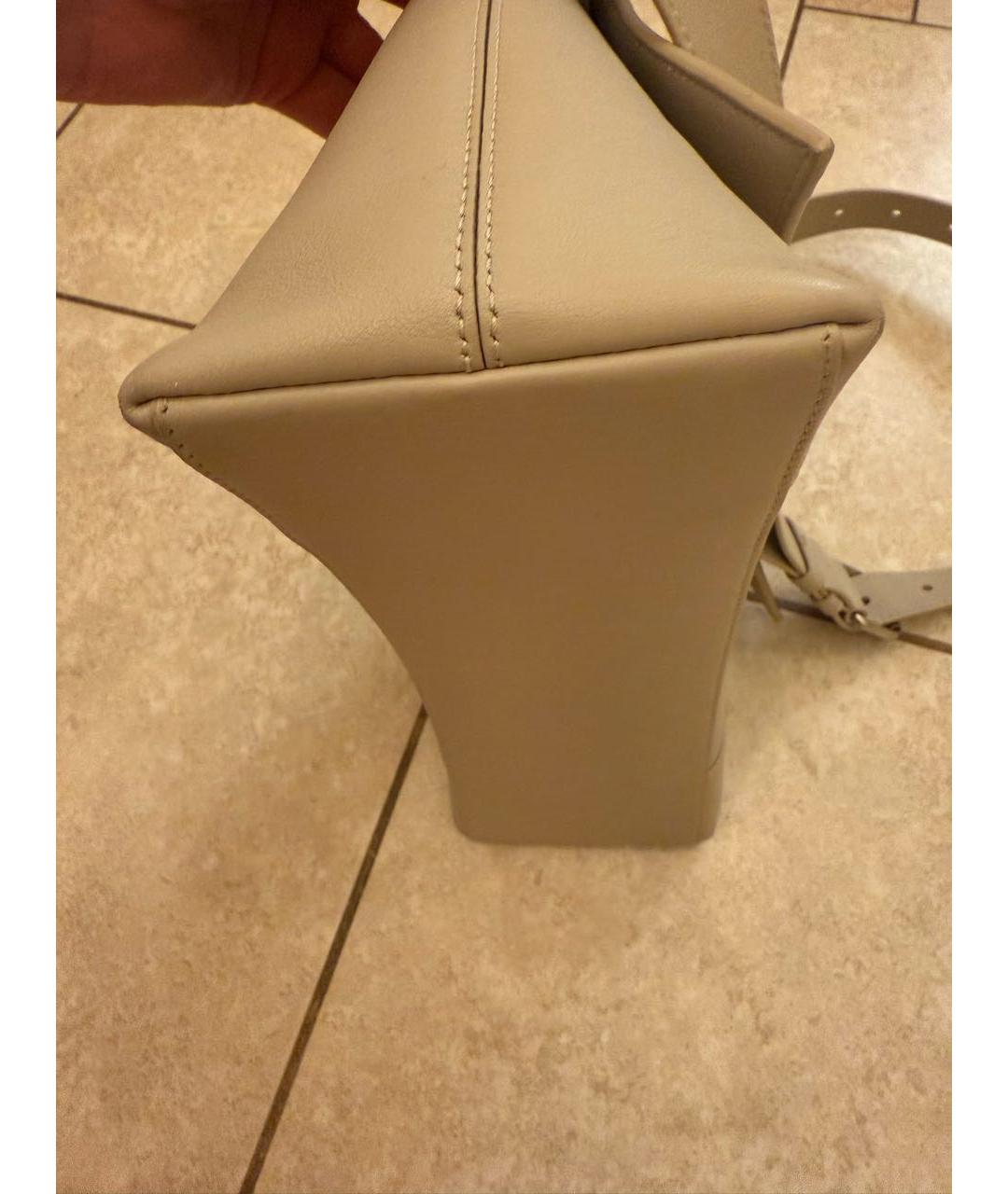 BALENCIAGA Бежевая кожаная сумка через плечо, фото 5