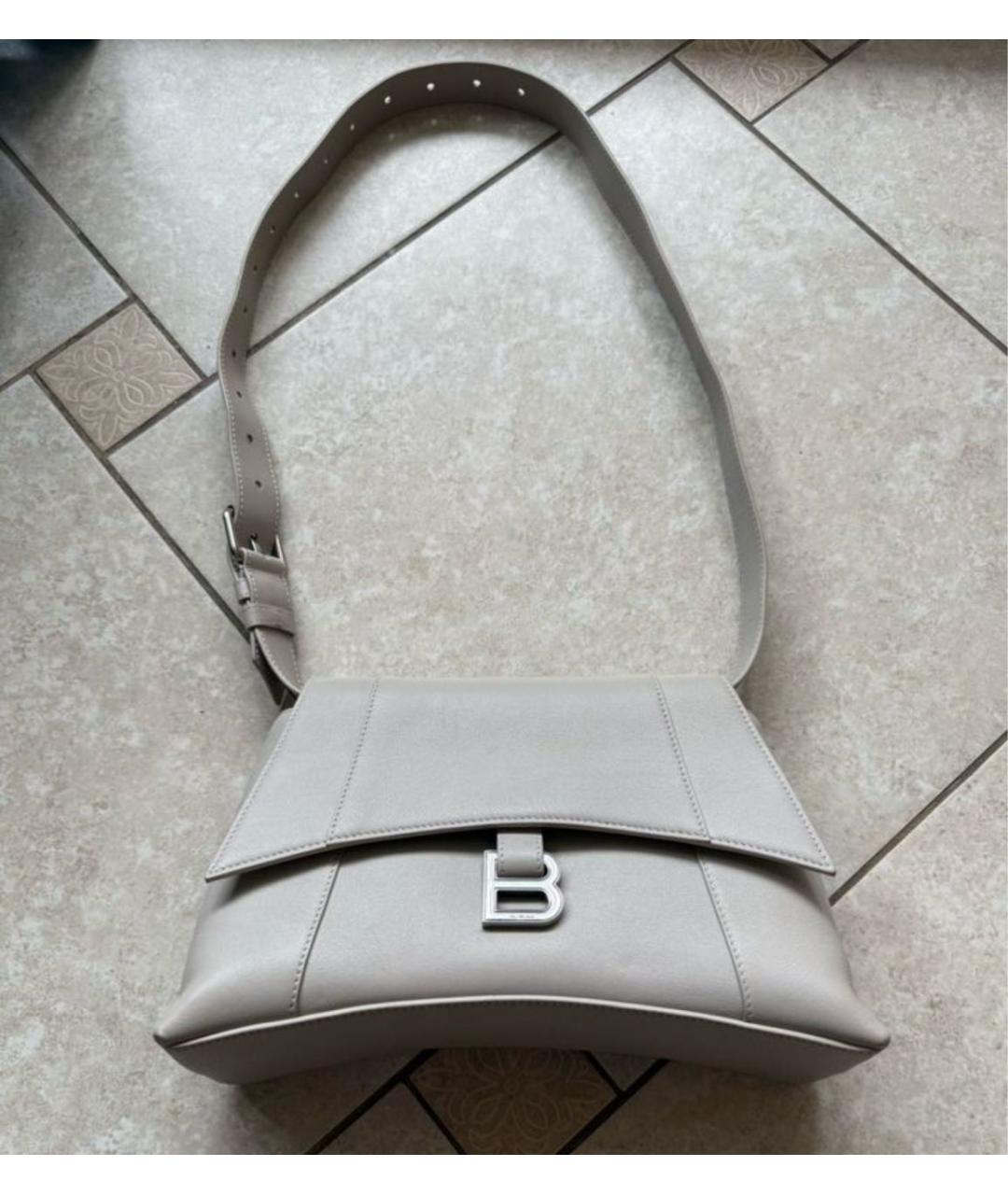 BALENCIAGA Бежевая кожаная сумка через плечо, фото 7