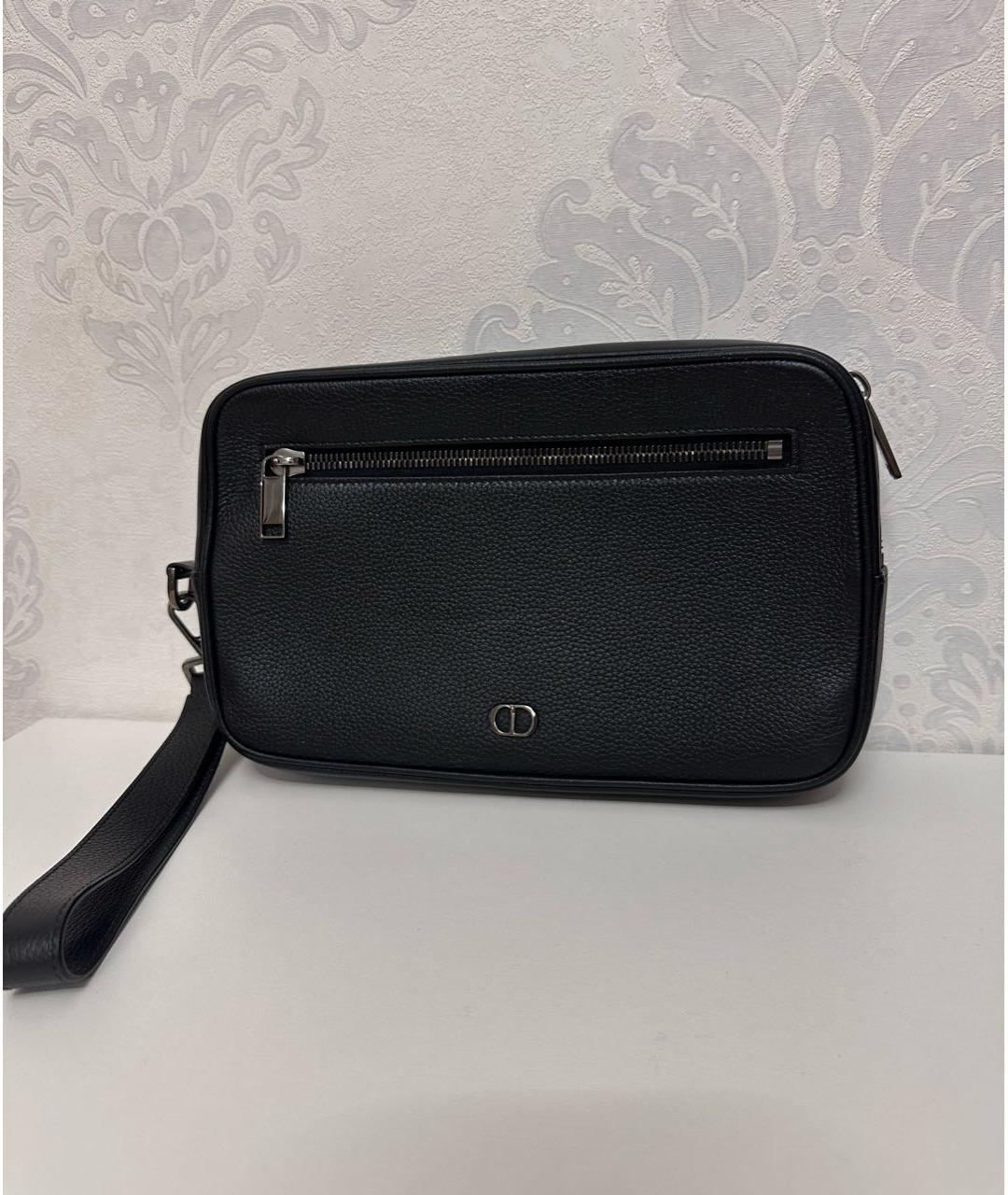 CHRISTIAN DIOR Черная кожаная барсетка, фото 7