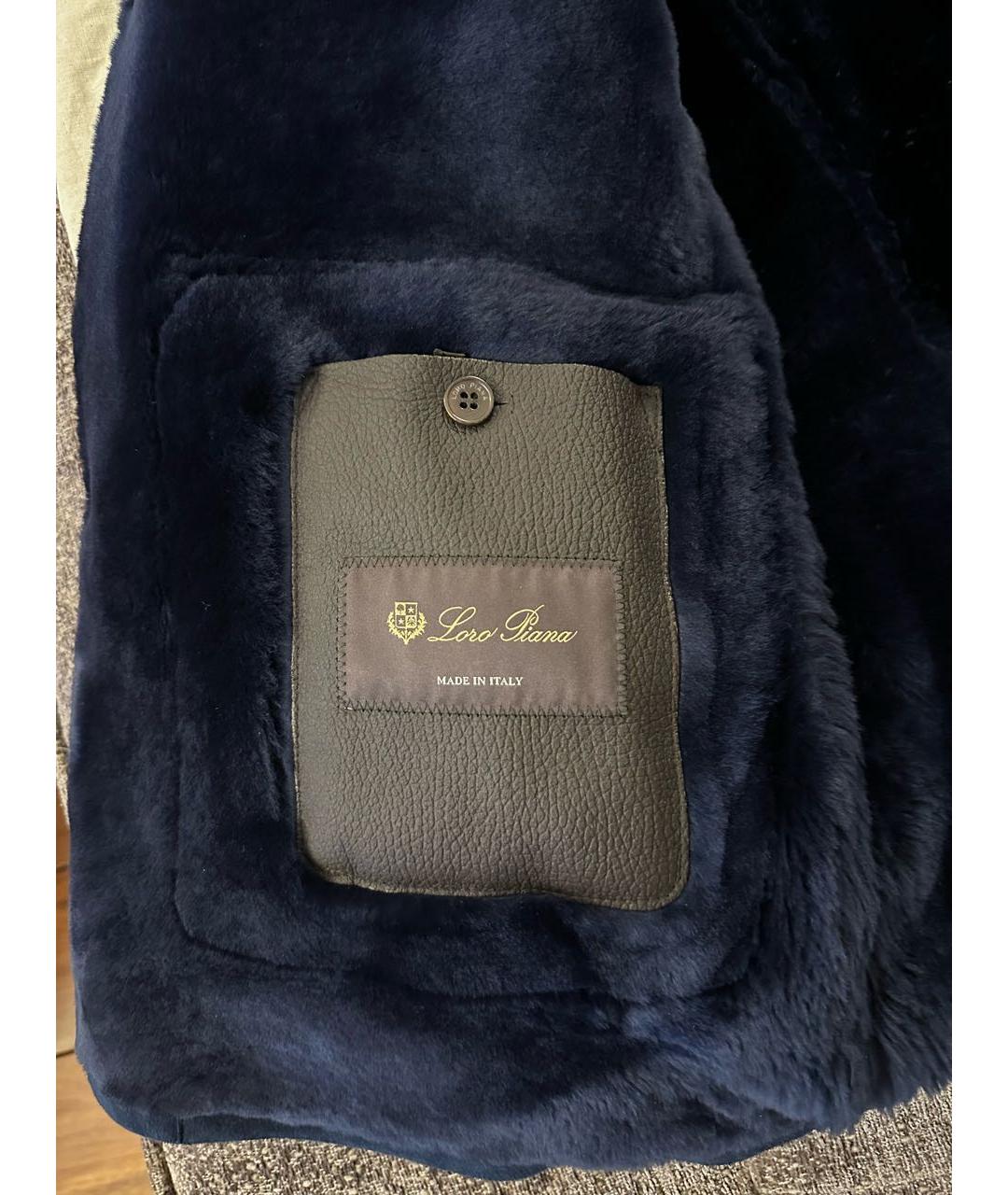 LORO PIANA Темно-синяя меховая дубленка/шуба, фото 3