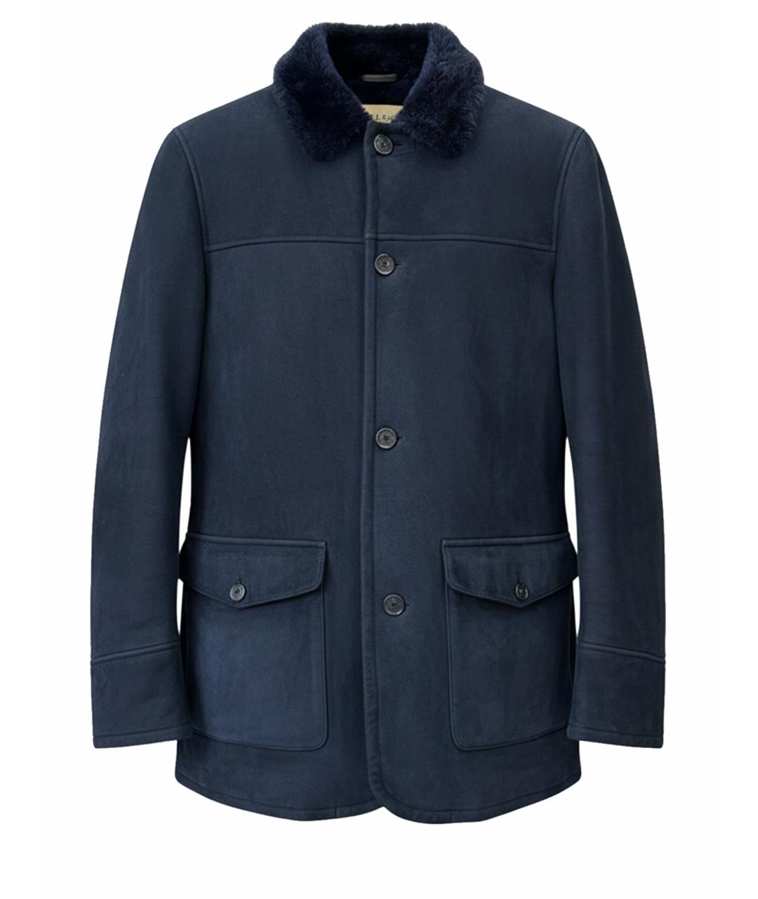 LORO PIANA Темно-синяя меховая дубленка/шуба, фото 1