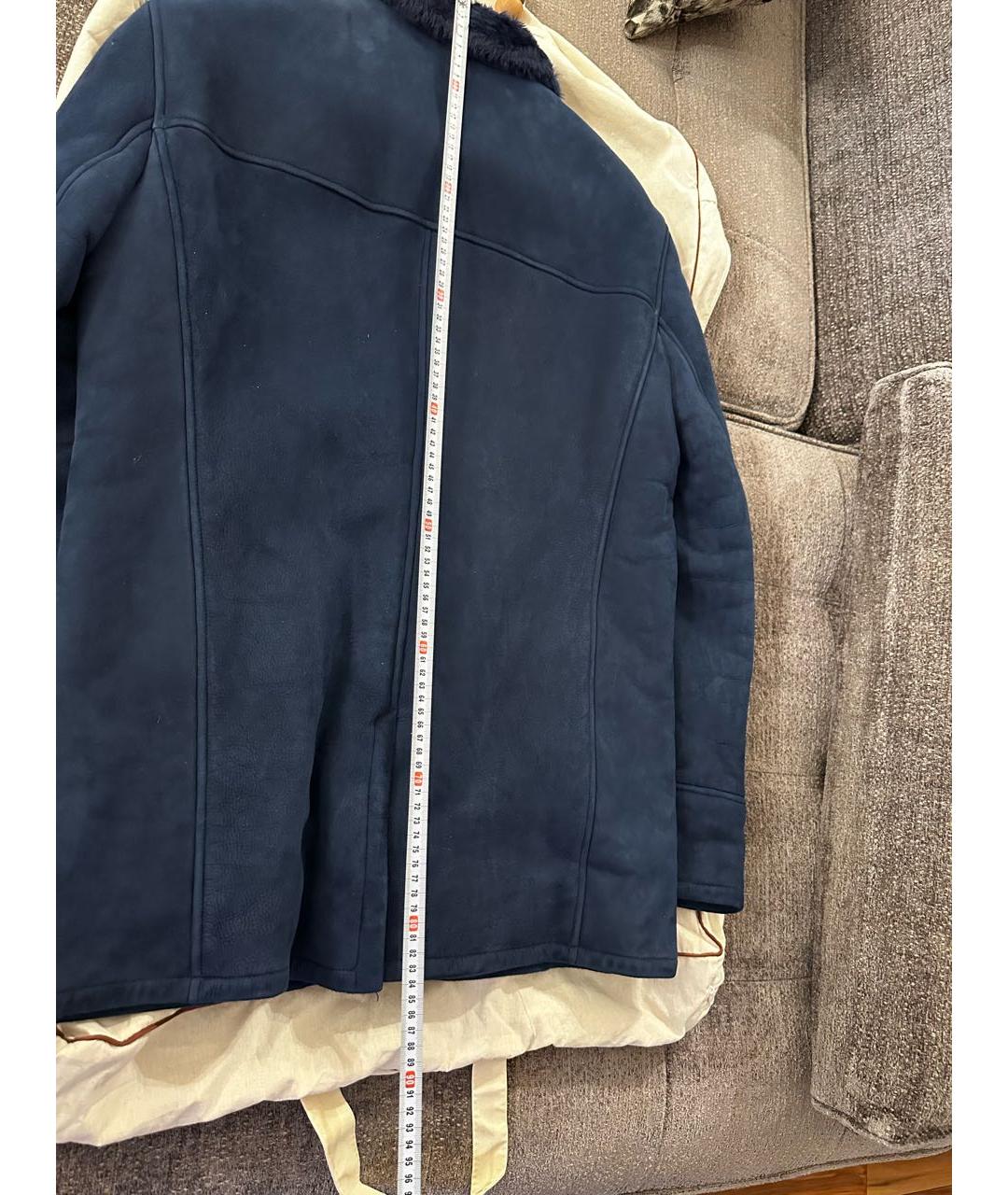 LORO PIANA Темно-синяя меховая дубленка/шуба, фото 7