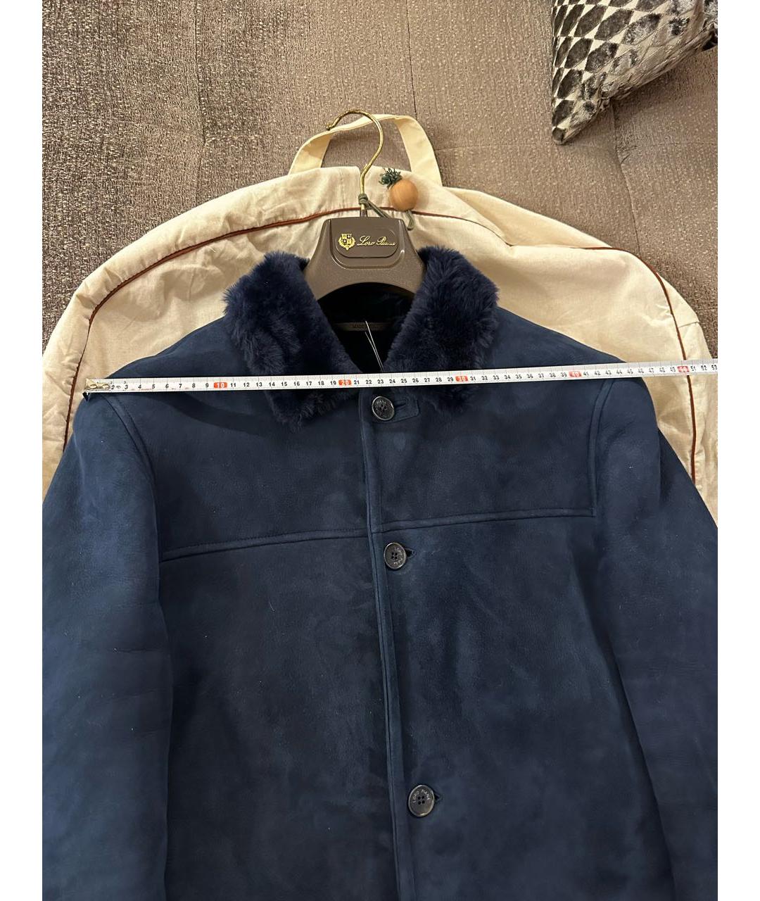 LORO PIANA Темно-синяя меховая дубленка/шуба, фото 6