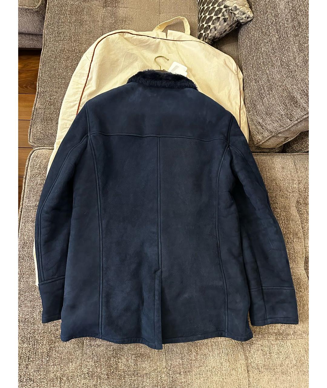 LORO PIANA Темно-синяя меховая дубленка/шуба, фото 2