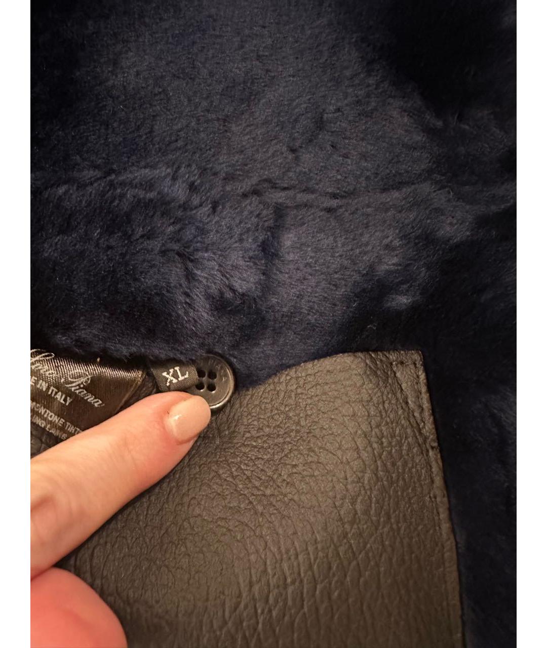 LORO PIANA Темно-синяя меховая дубленка/шуба, фото 5