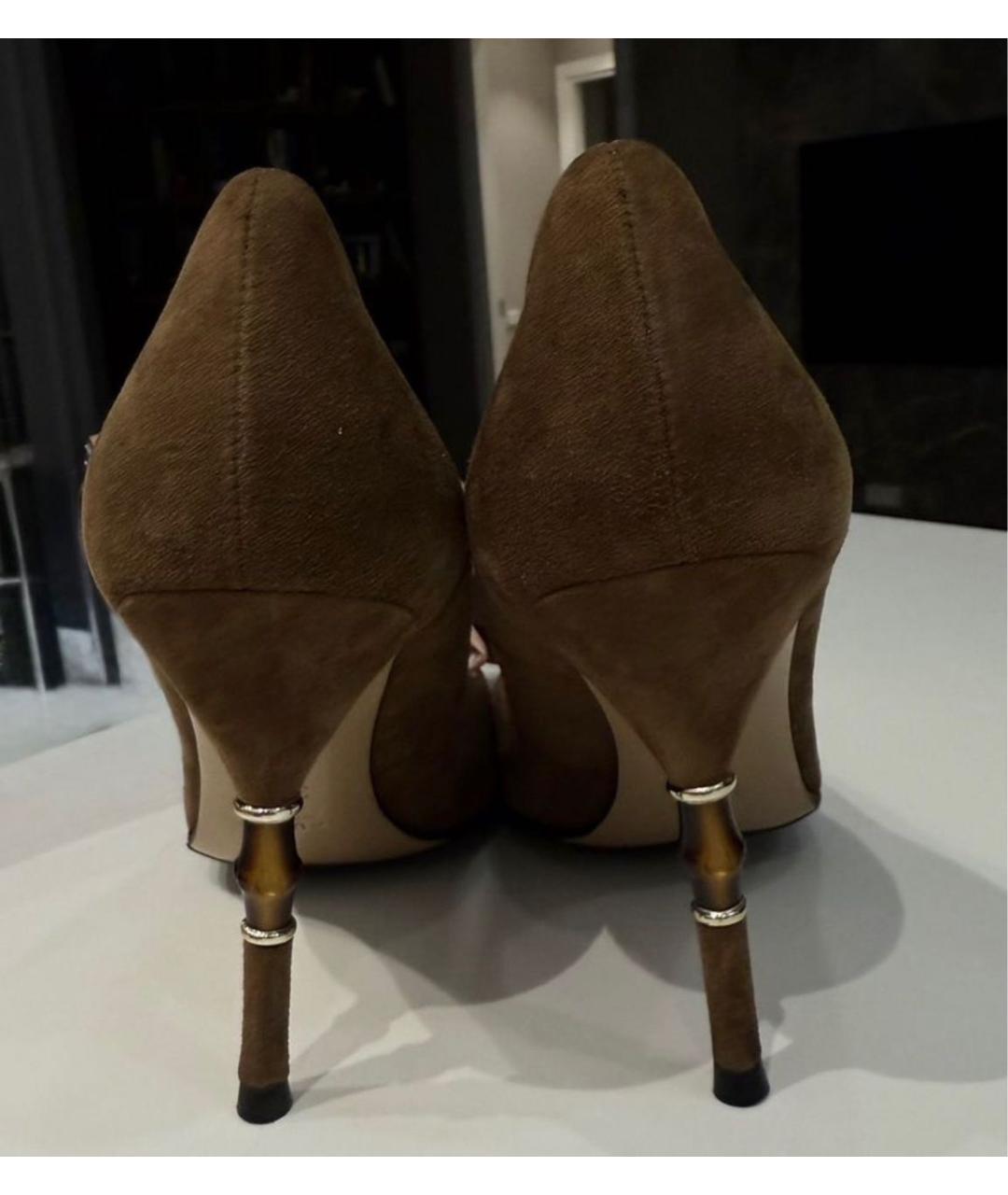 GUCCI Коричневые замшевые туфли, фото 3