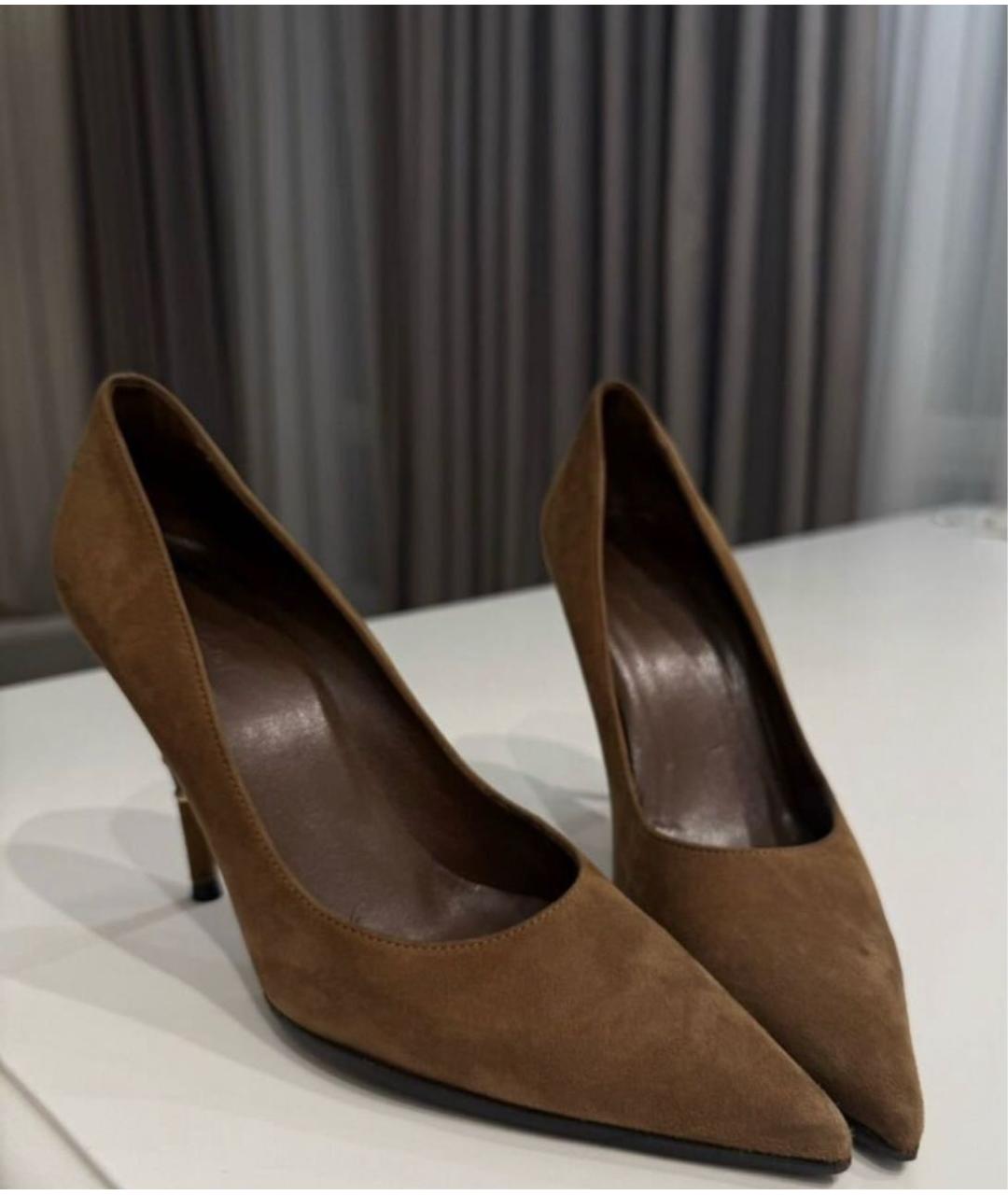 GUCCI Коричневые замшевые туфли, фото 2