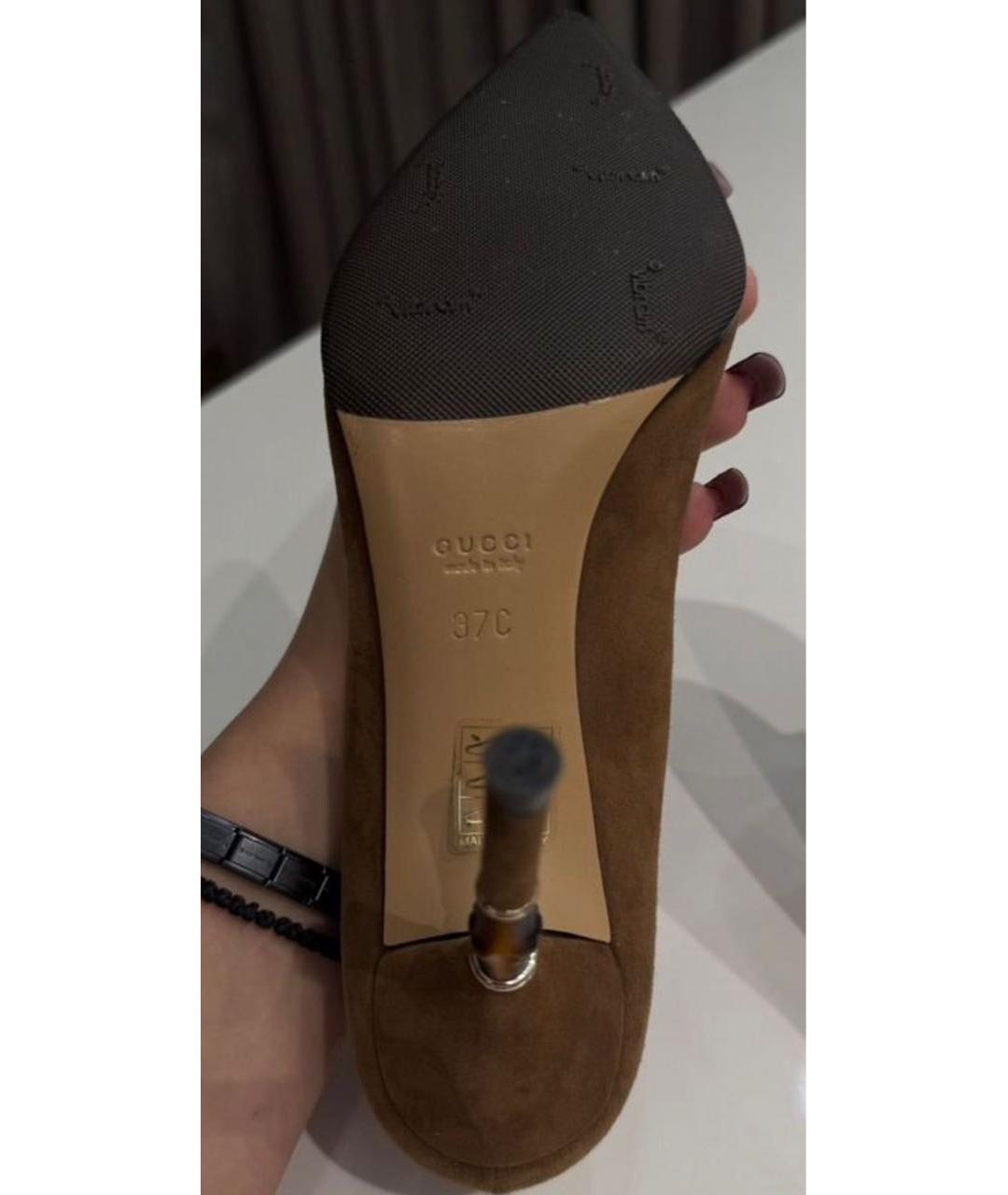 GUCCI Коричневые замшевые туфли, фото 4