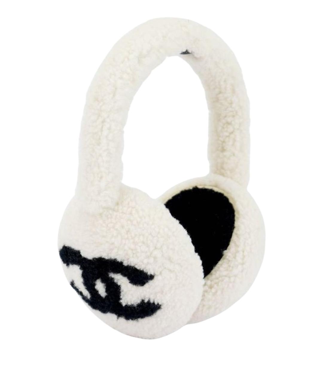 CHANEL Белые шерстяные наушники, фото 1