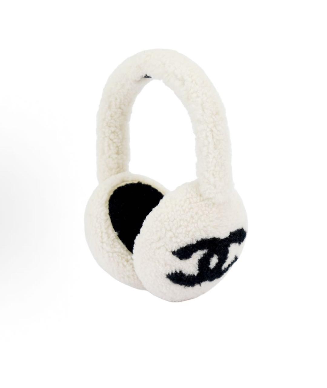 CHANEL Белые шерстяные наушники, фото 3