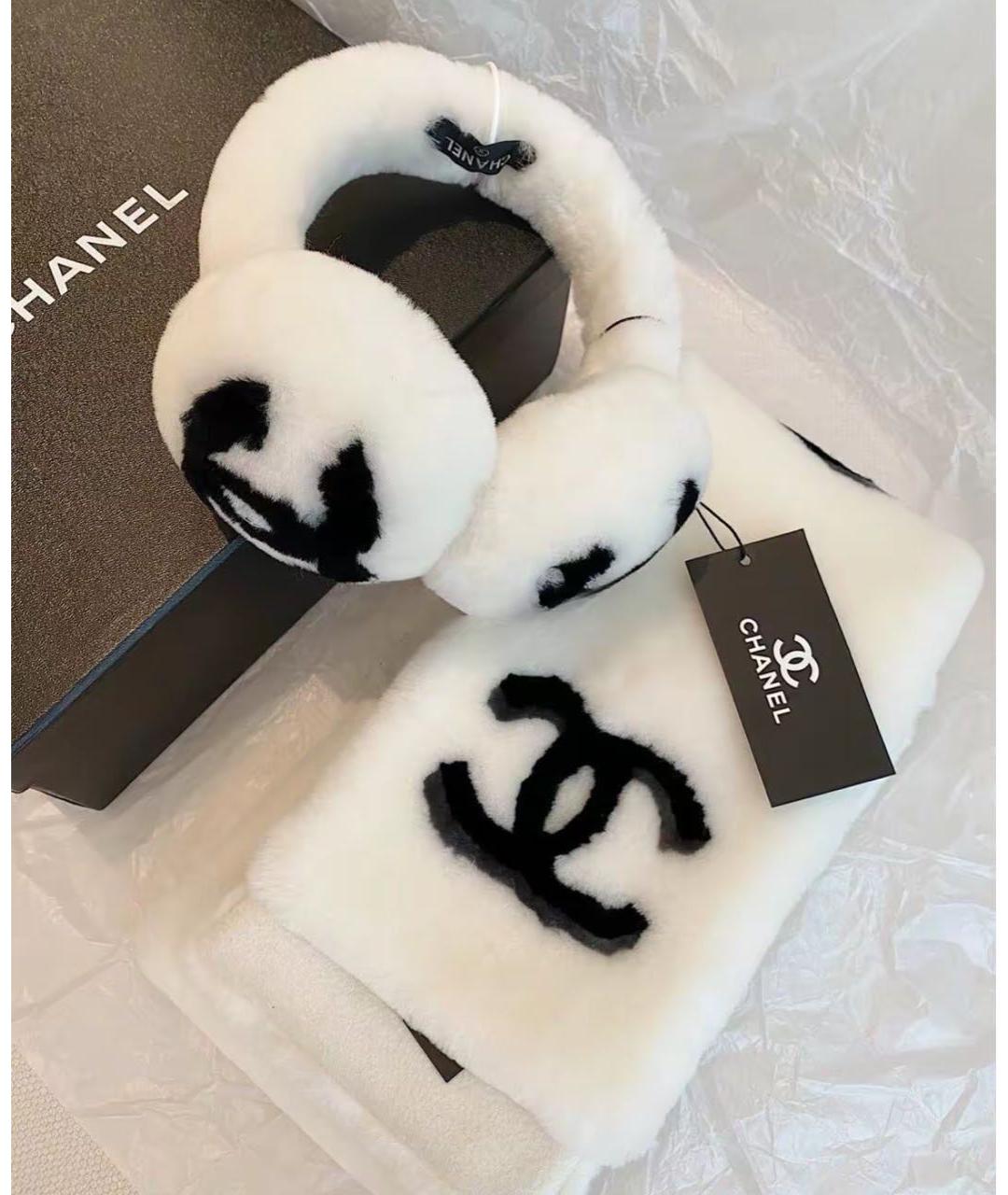 CHANEL Белые шерстяные наушники, фото 2