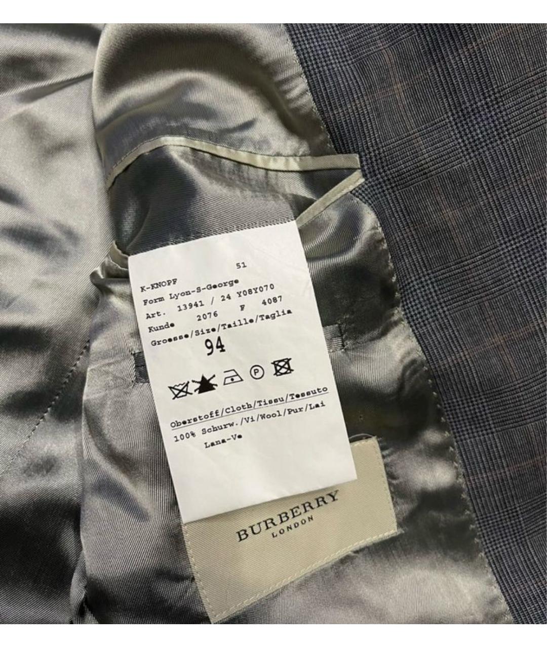 BURBERRY Серый шерстяной пиджак, фото 3