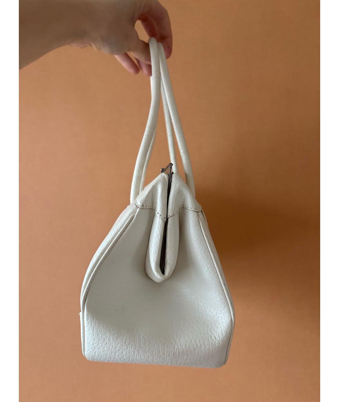 GUCCI Белая кожаная сумка с короткими ручками, фото 4