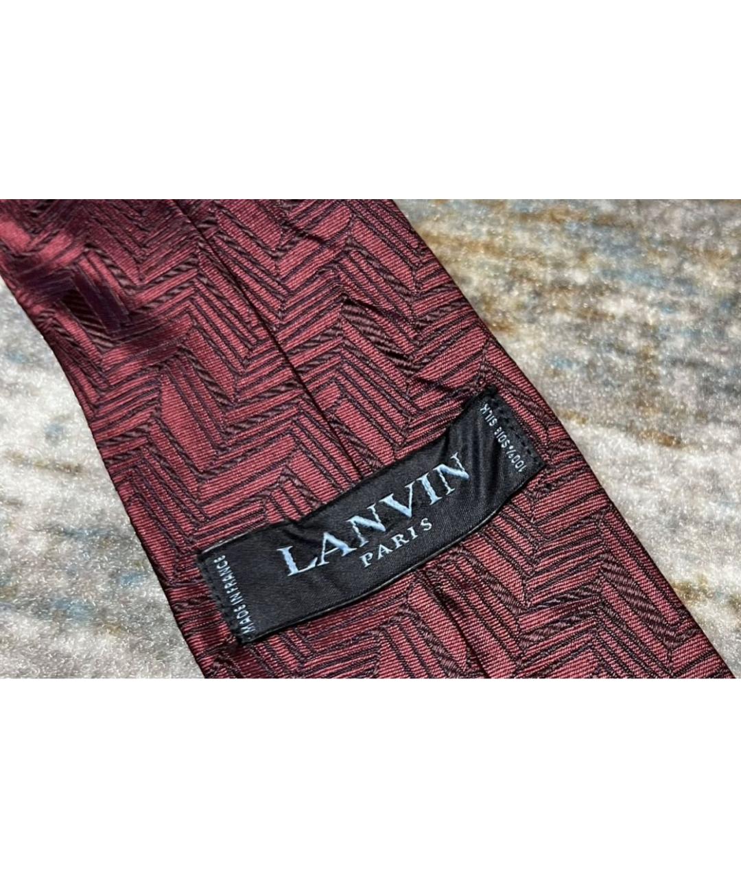 LANVIN Бордовый шелковый галстук, фото 4