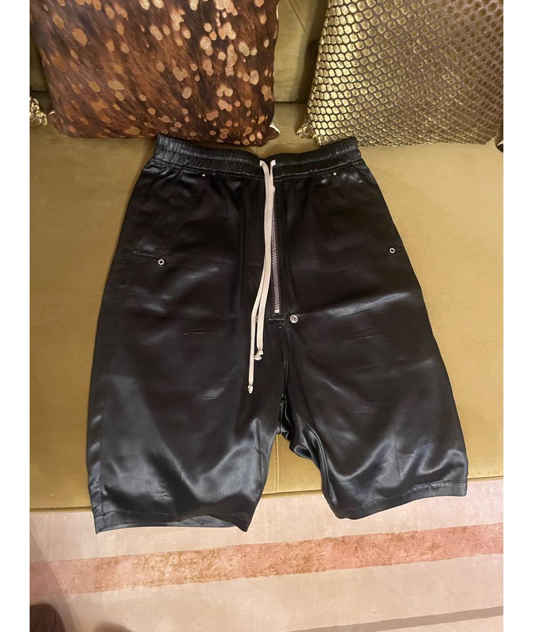 RICK OWENS Черные шелковые шорты, фото 5