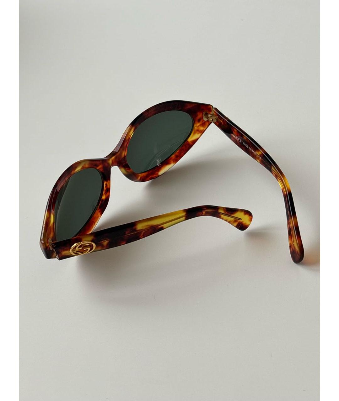 GUCCI Коричневые пластиковые солнцезащитные очки, фото 4
