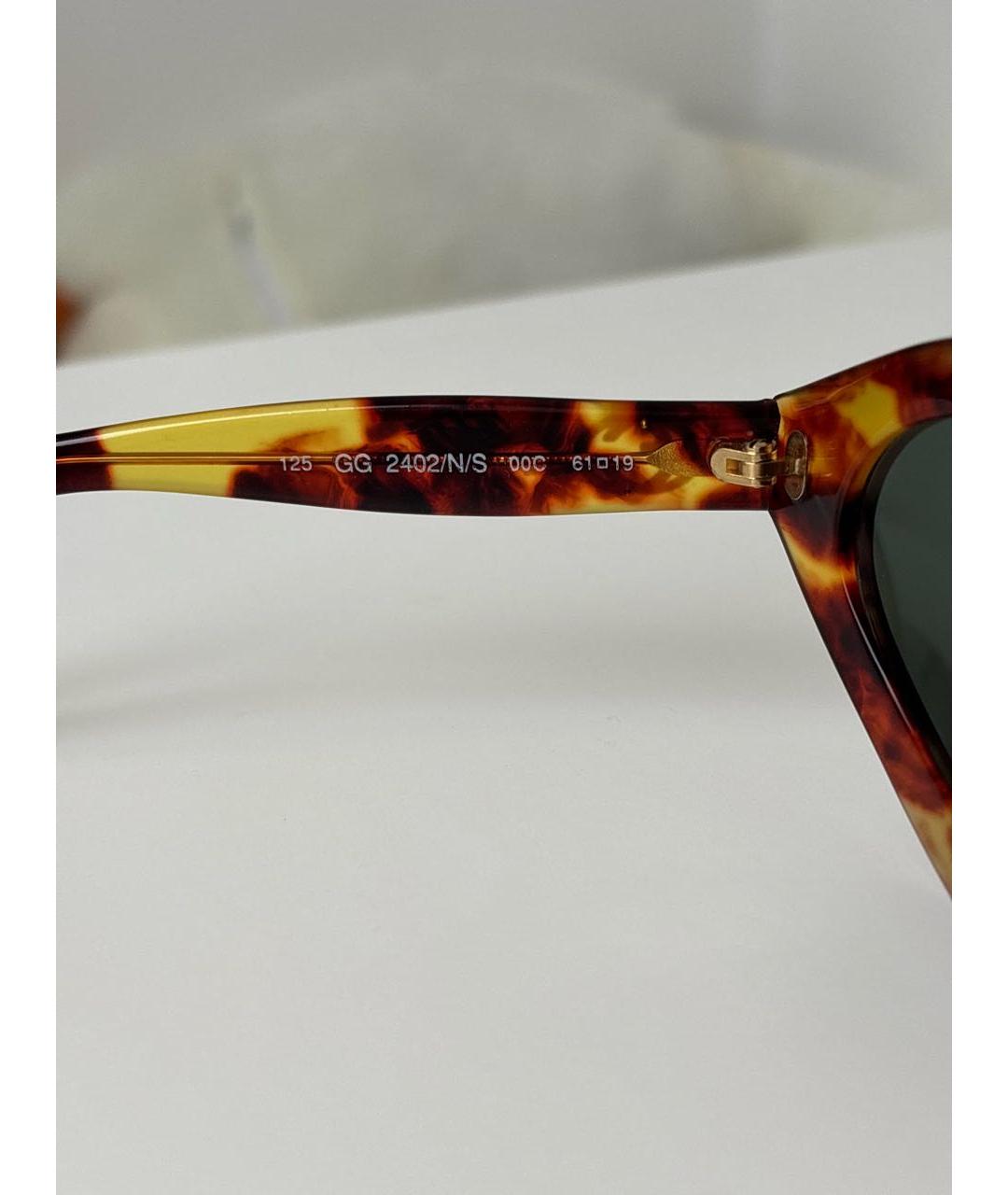 GUCCI Коричневые пластиковые солнцезащитные очки, фото 5
