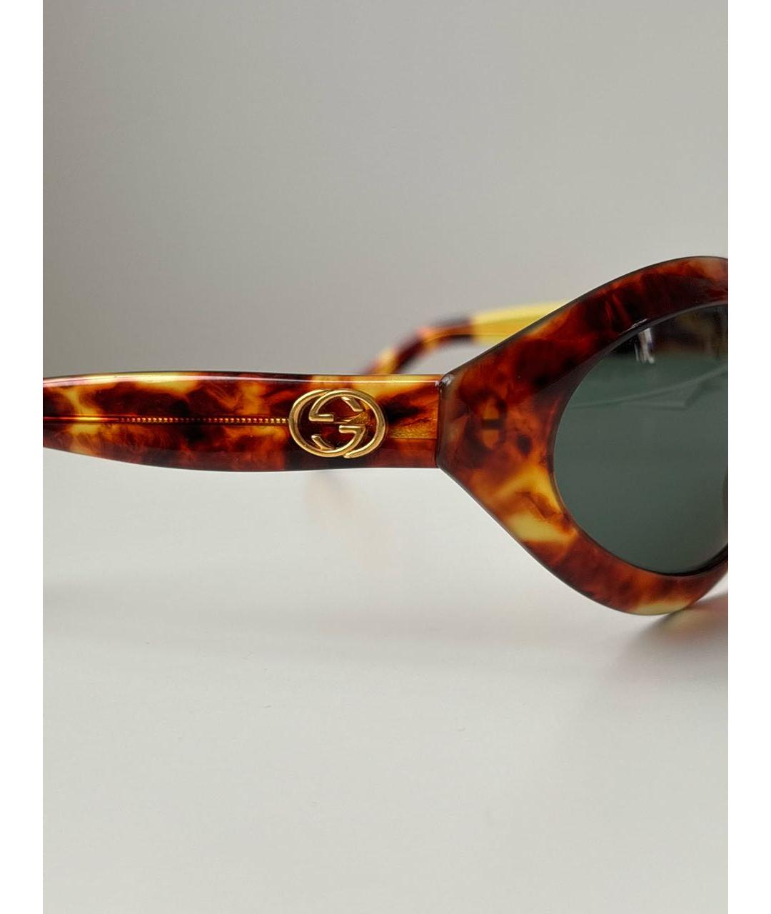 GUCCI Коричневые пластиковые солнцезащитные очки, фото 3