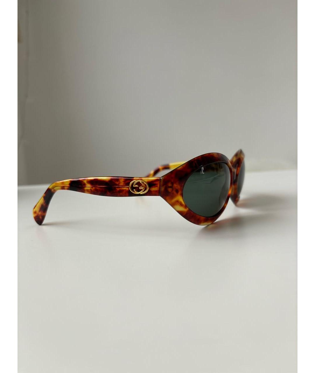 GUCCI Коричневые пластиковые солнцезащитные очки, фото 2