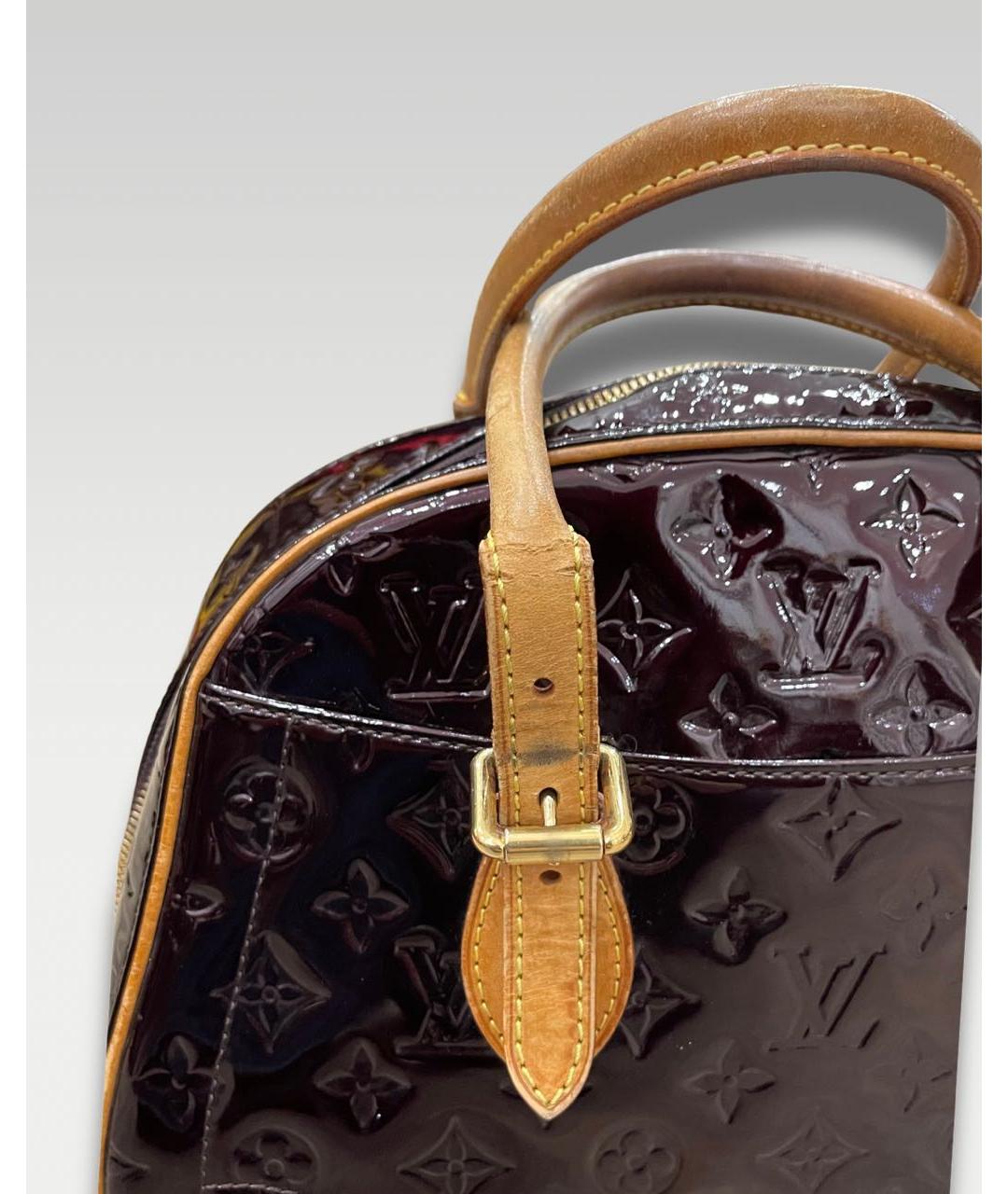 LOUIS VUITTON Коричневая сумка с короткими ручками из лакированной кожи, фото 4