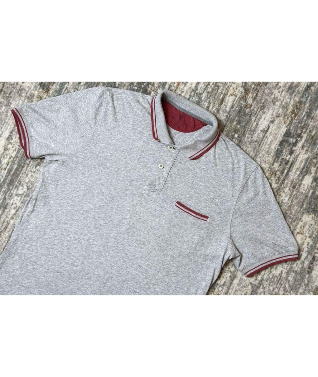 BRUNELLO CUCINELLI Серое хлопковое поло с коротким рукавом, фото 3