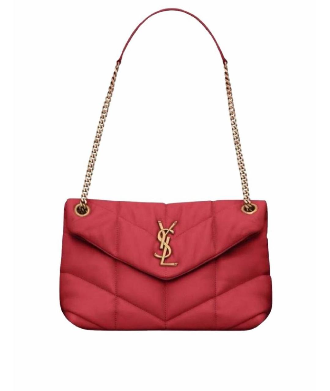 SAINT LAURENT Красная кожаная сумка через плечо, фото 6