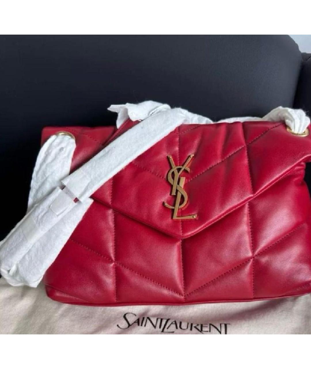 SAINT LAURENT Красная кожаная сумка через плечо, фото 2